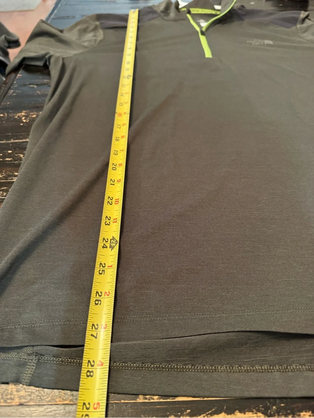 The North Face Men's Olive Green Half-Zip with Lime Trim